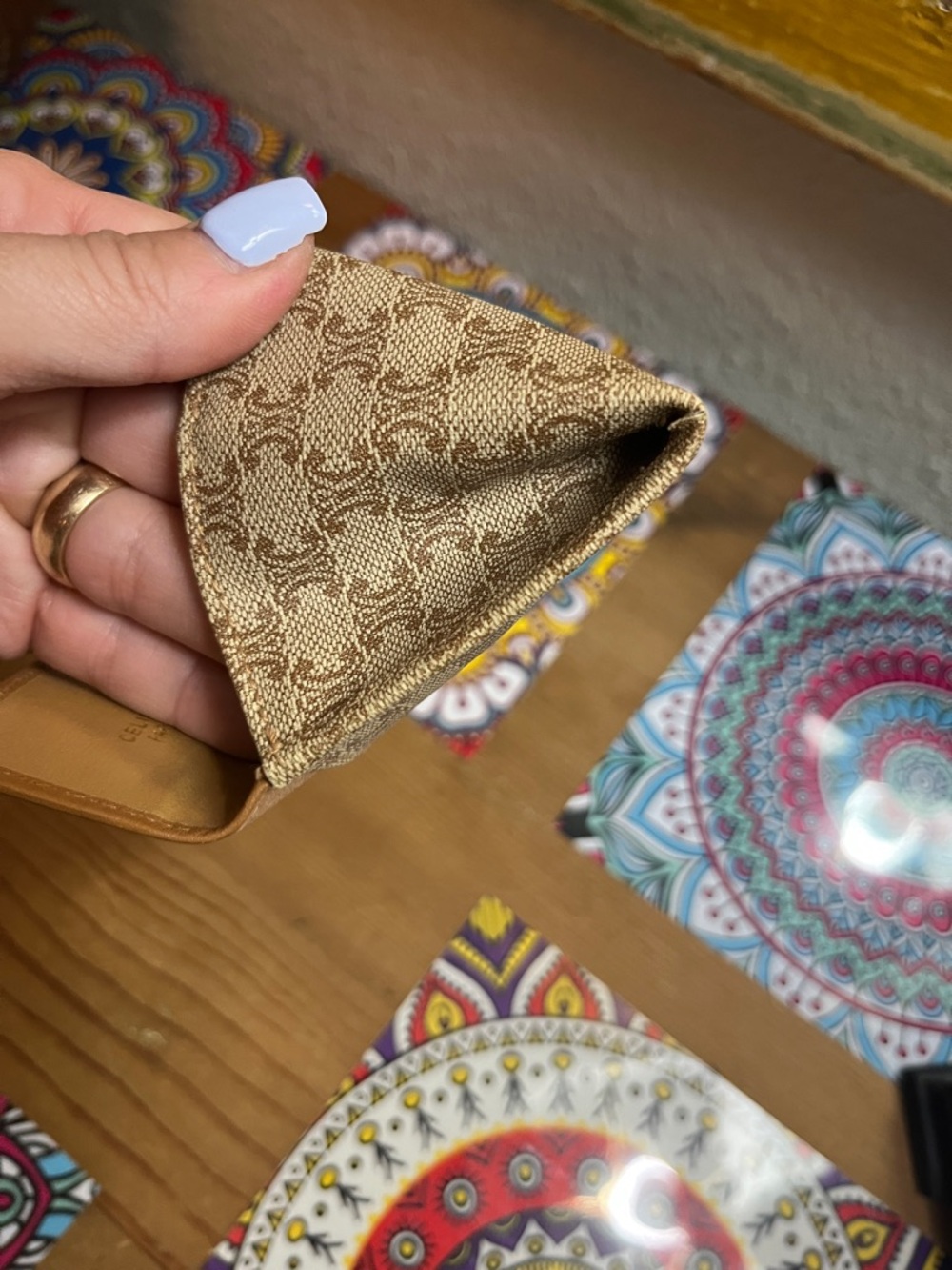Celine Tan Leather & Brown Monogram Coin Pouch - Picture 7 of 10